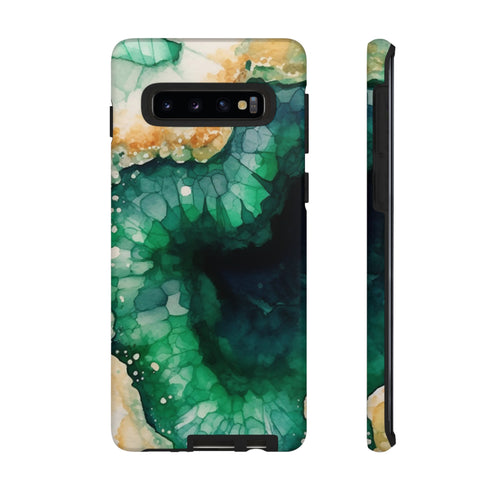 Green Geode in Watercolor - Impact Resistant Phone Case Samsung Galaxy S10 Matte